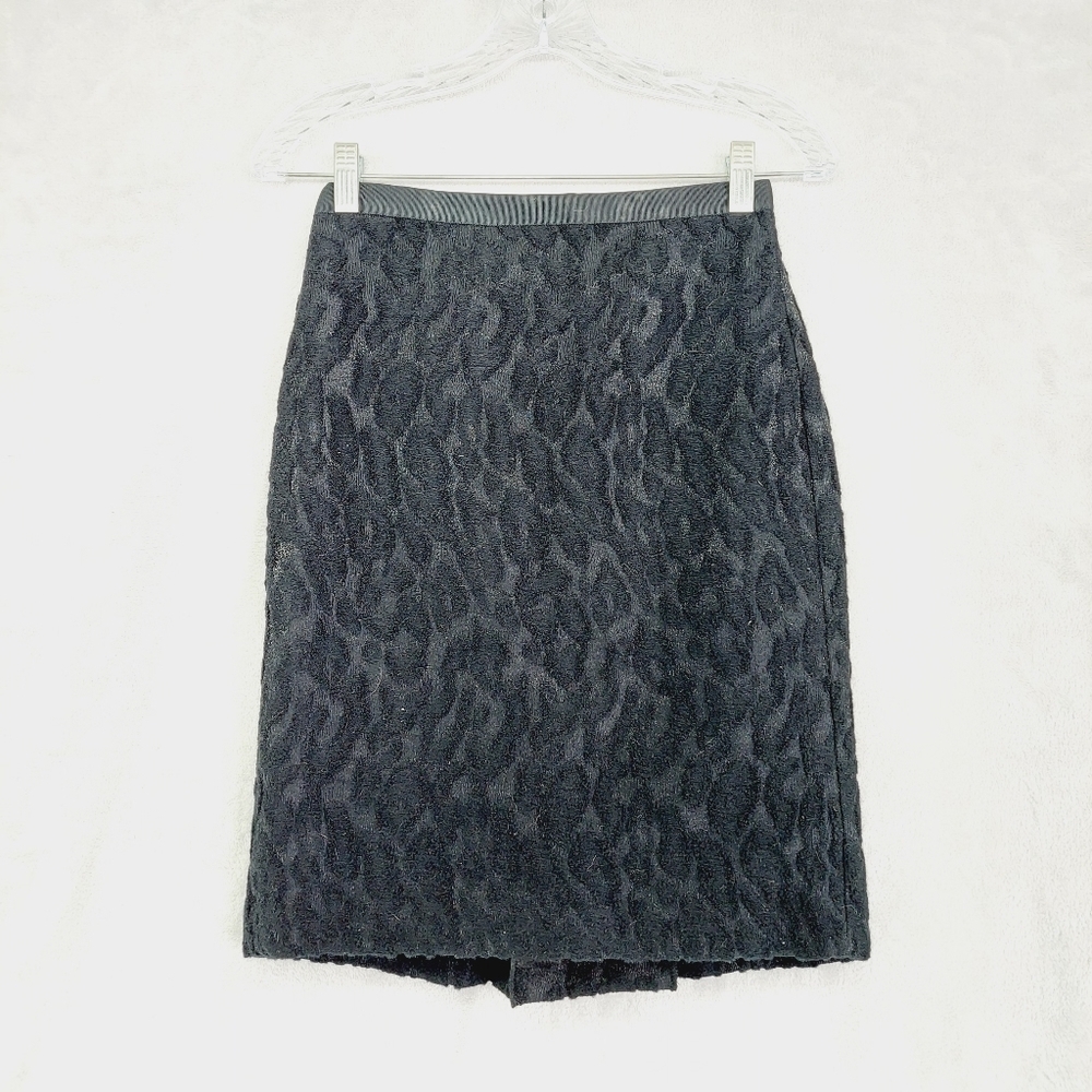 Ann Taylor Textured Black Animal Print Pencil Skirt P5767